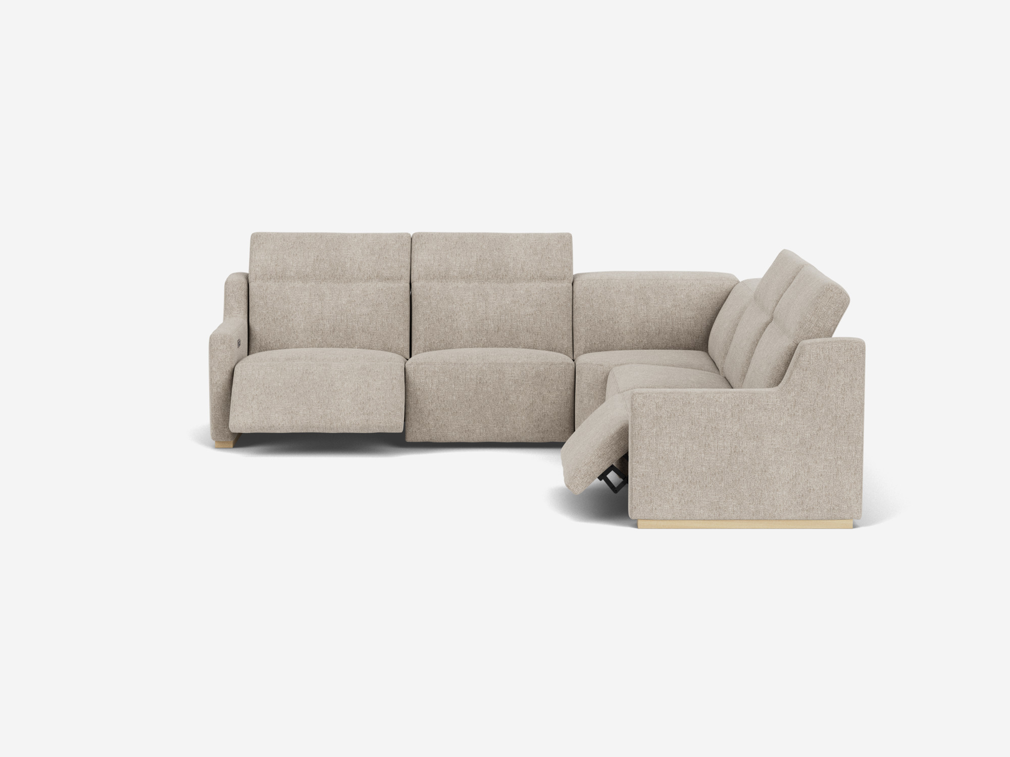 Beige reclining sectional sofa left hand view